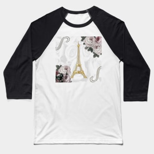 Paris Eiffel Tower French Vintage Shabby Chic Design France Baseball T-Shirt